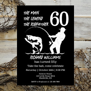 Invitación Pescando la leyenda Rodfather cumpleaños número 60