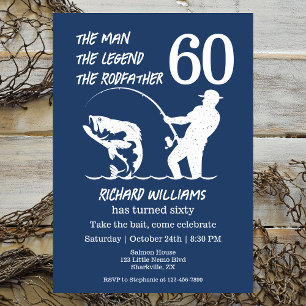 Invitación Pescando la leyenda Rodfather cumpleaños número 60