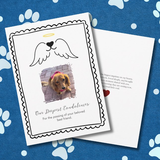 Invitación Pet Loss Sympathy Dog Angel Wings Custom Photo (Subido por el creador)