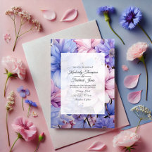Petal Pink, Cornflower Blue y Mauve Purple Boda