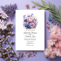 Petal Pink, Cornflower Blue y Mauve Purple Boda