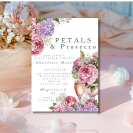 Invitación Pétalas y Prosecco flores para despedida de solter