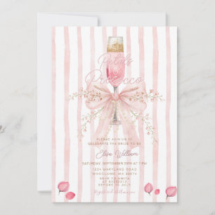 Invitación Pétalas y Prosecco Rosa Floral Champán nupcial