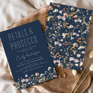 Invitación Petales azules de la marina y ducha de novia Prose