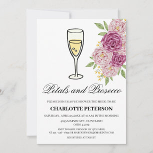 Invitación Petales con temas de vino y ducha de novia Prosecc