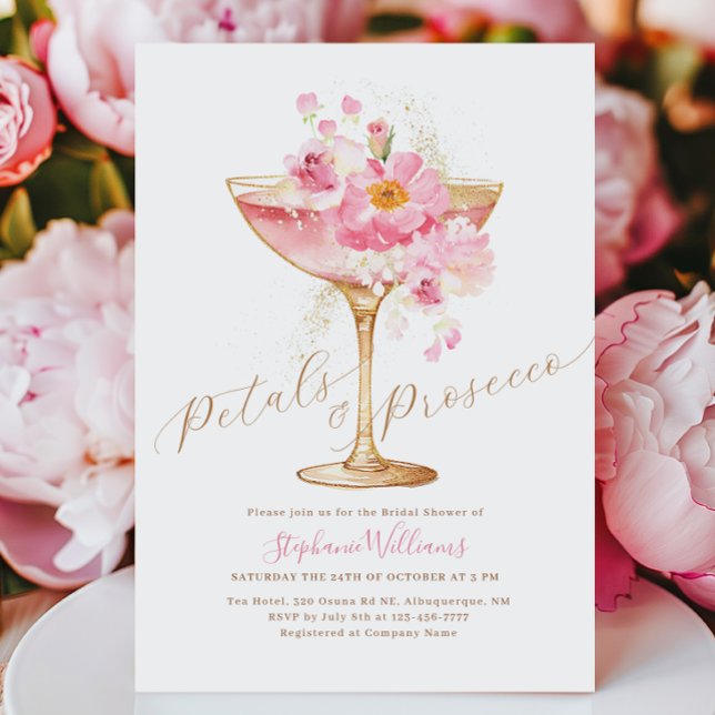 Invitación Petales elegantes y ducha de novia floral Prosecco (Subido por el creador)