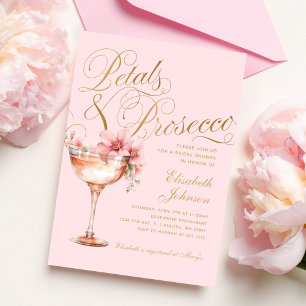 Invitación Petales florales de oro rosado y ducha de novia Pr