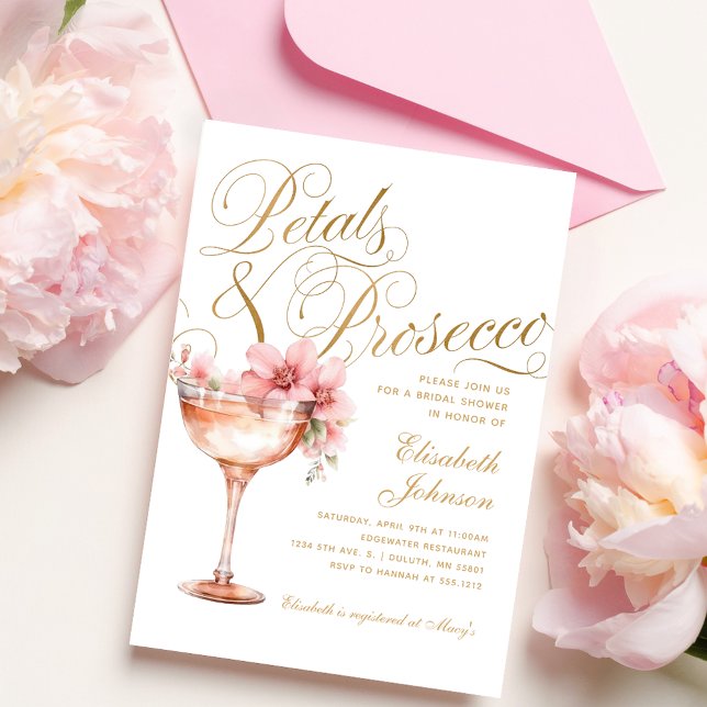 Invitación Petales florales de oro rosado y ducha de novia Pr (Subido por el creador)