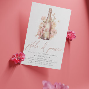Invitación Petales florales modernos y ducha de novia Prosecc