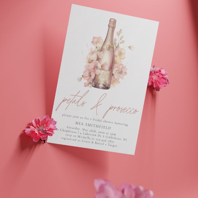 Invitación Petales florales modernos y ducha de novia Prosecc (Subido por el creador)