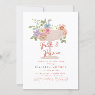Invitación Petales florales y ducha de novia Prosecco