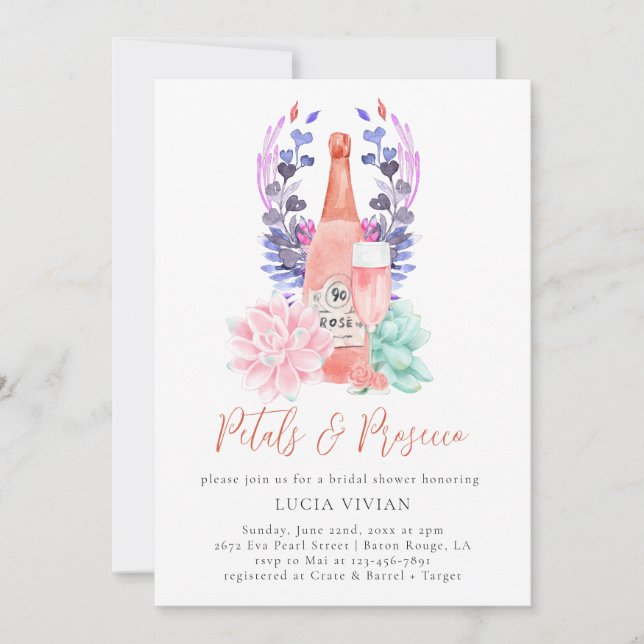 Invitación Petales modernos y ducha de novia exitosa de Prose (Anverso)