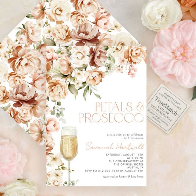 Invitación Petales modernos y ducha de novia floral Prosecco (Subido por el creador)