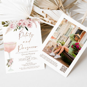 Invitación Petales Prosecco Código QR Boho Floral Bridal Show