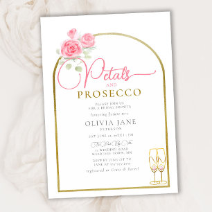 Invitación Petales Prosecco Flora Boho Gold Arch Bridal Showe
