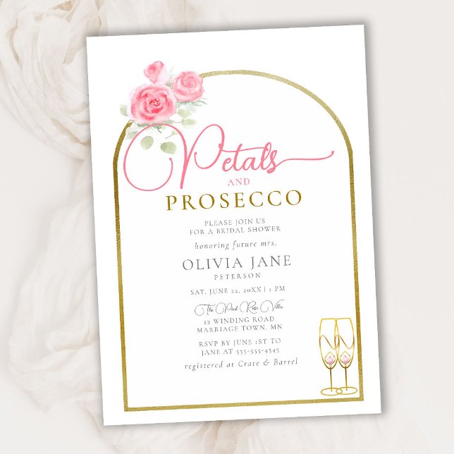 Invitación Petales Prosecco Flora Boho Gold Arch Bridal Showe (Subido por el creador)