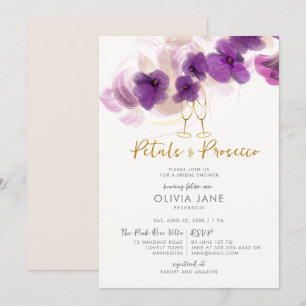 Invitación Petales Prosecco Orquídea Púrpura Ducha Bridal