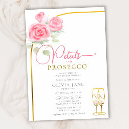 Invitación Petales Prosecco Rosas Boho Gold Arch Bridal Showe