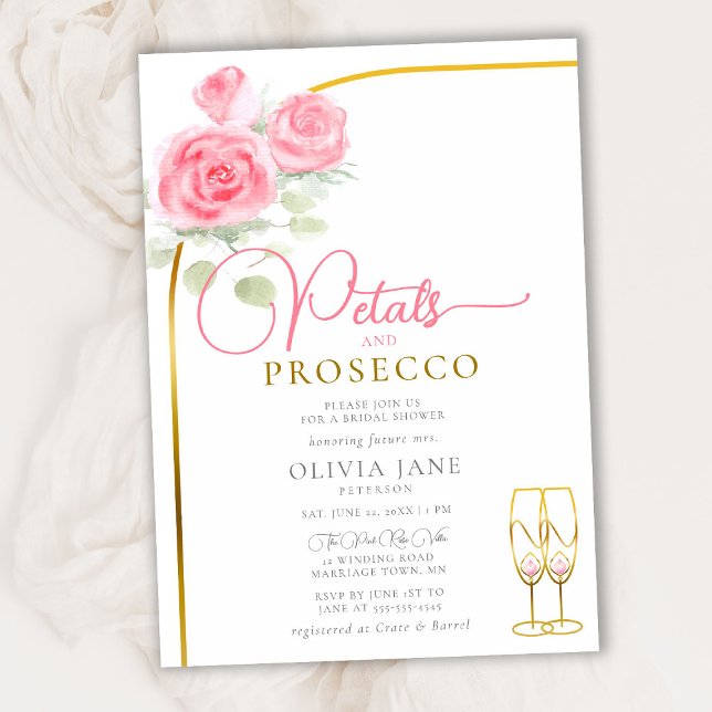 Invitación Petales Prosecco Rosas Boho Gold Arch Bridal Showe (Subido por el creador)