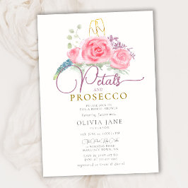 Invitación Petales Prosecco Rosas Gold Flutes Bridal Ducha