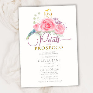 Invitación Petales Prosecco Rosas Gold Flutes Bridal Ducha
