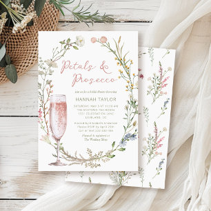 Invitación Petales y ducha de flores silvestres de Prosecco