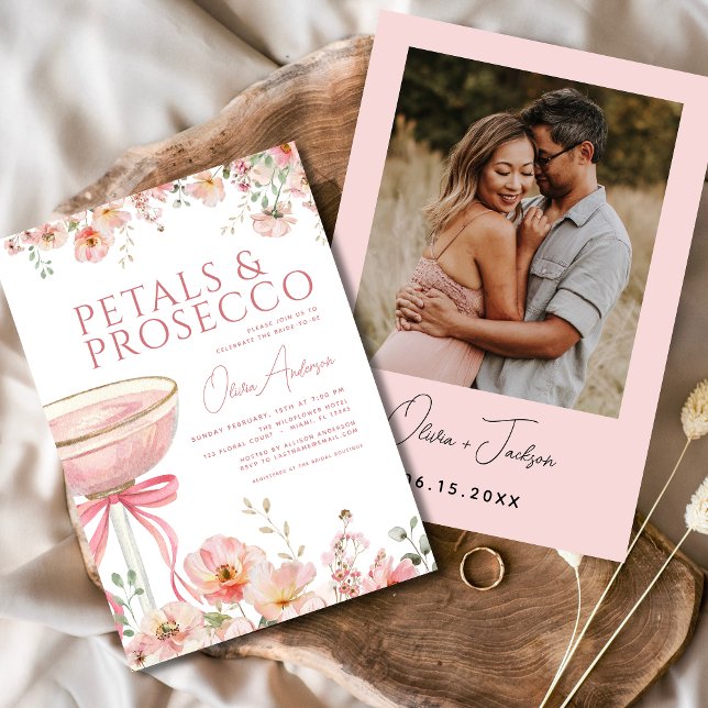 Invitación Petales y ducha de novia con foto de Prosecco (Subido por el creador)