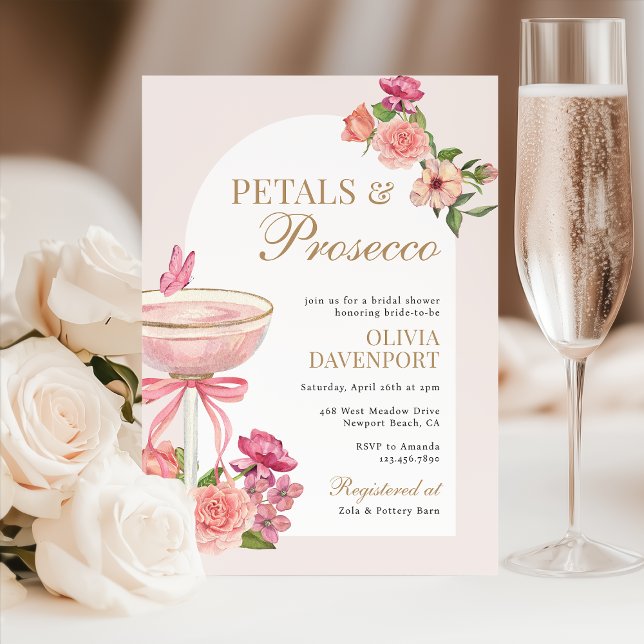 Invitación Petales y ducha de novia en arco floral de Prosecc (Subido por el creador)