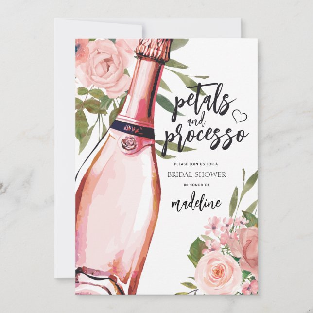 Invitación Petales y ducha de novia floral Prosecco (Anverso)