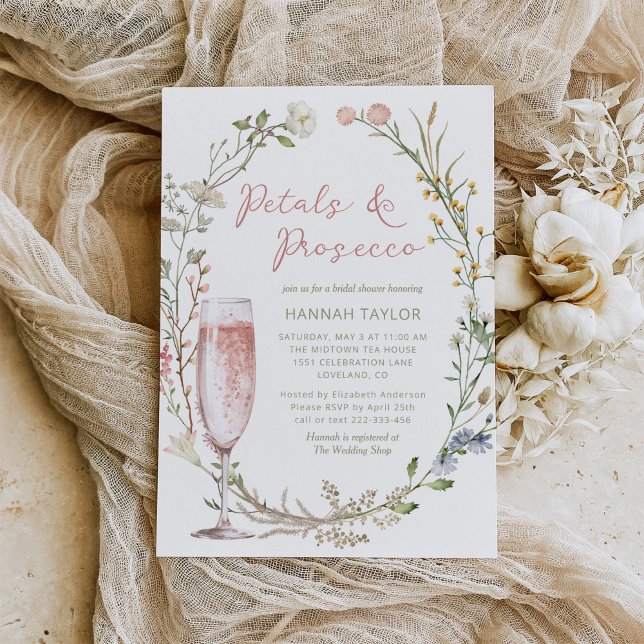 Invitación Petales y ducha de novia floral Prosecco (Subido por el creador)