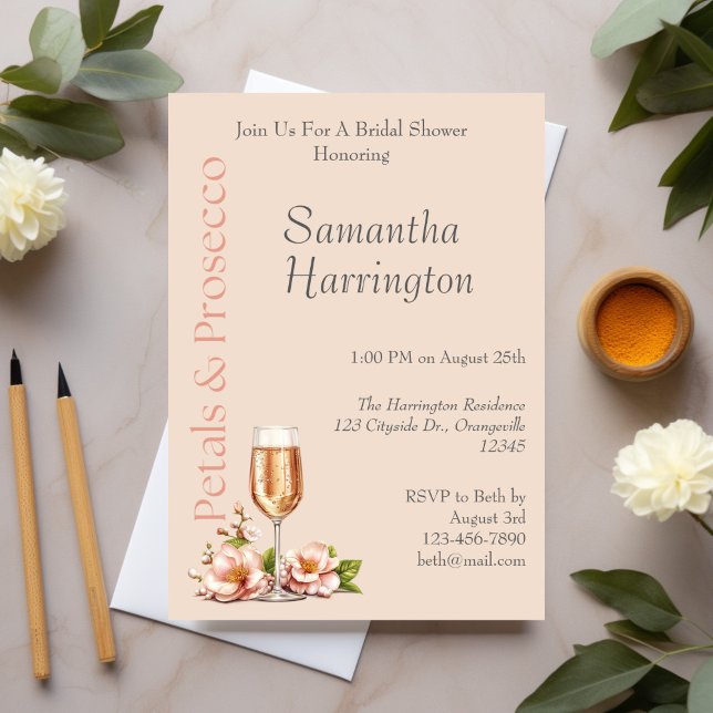 Invitación Petales y ducha de novia Prosecco (Subido por el creador)
