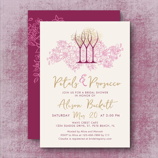 Invitación Petales y ducha de novia Prosecco (Subido por el creador)