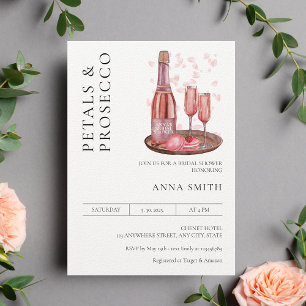 Invitación Petales y ducha de novia Prosecco Moderno Mínimo