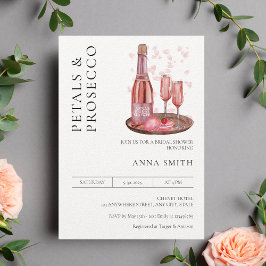 Invitación Petales y ducha de novia Prosecco Moderno Mínimo
