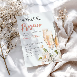 Invitación Petales y ducha de novia rosa Rubor Prosecco