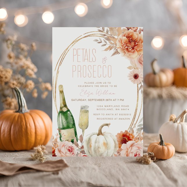 Invitación Petales y ducha marfil de calabaza Prosecco (Subido por el creador)