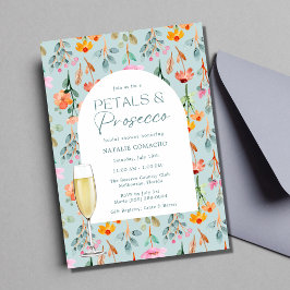 Invitación Petales y Fiesta de ducha de novia Prosecco
