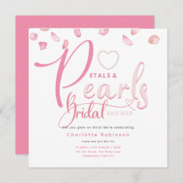Invitación PETALES Y PERLAS Moda de cristal rosa Ducha de nov