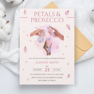 Invitación Petales y Prosecco Agua Rosa Ducha Bridal