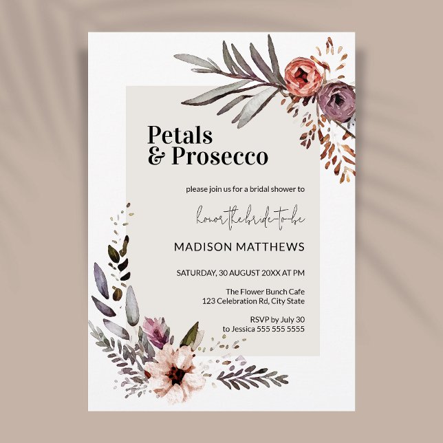 Invitación Petales y Prosecco Boho Floral Bridal Shower (Subido por el creador)