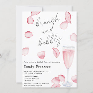 Invitación Petales y Prosecco Brunch y novios burbujeantes
