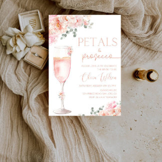 Invitación Petales y Prosecco Ducha Bridal-Floral Champagne