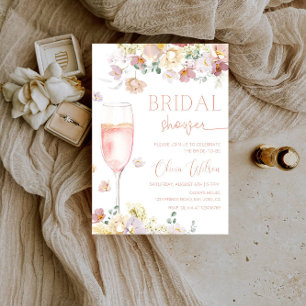 Invitación Petales y Prosecco Ducha Bridal-Floral Champagne