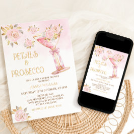 Invitación Petales y Prosecco Elegante Ducha de Novias Floral