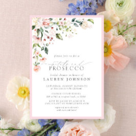 Invitación Petales y Prosecco Elegante Ducha Floral Rosa