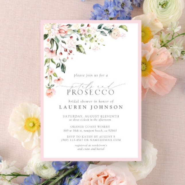 Invitación Petales y Prosecco Elegante Ducha Floral Rosa (Subido por el creador)