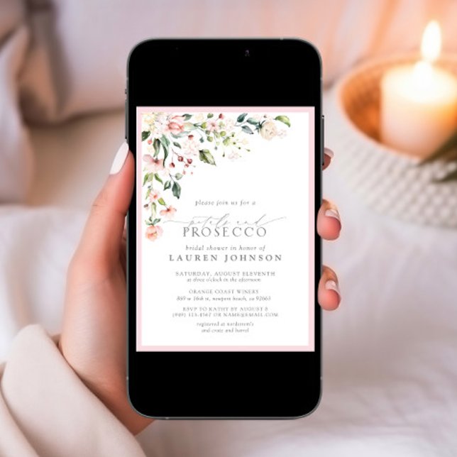 Invitación Petales y Prosecco Elegante Ducha Floral Rosa (Subido por el creador)