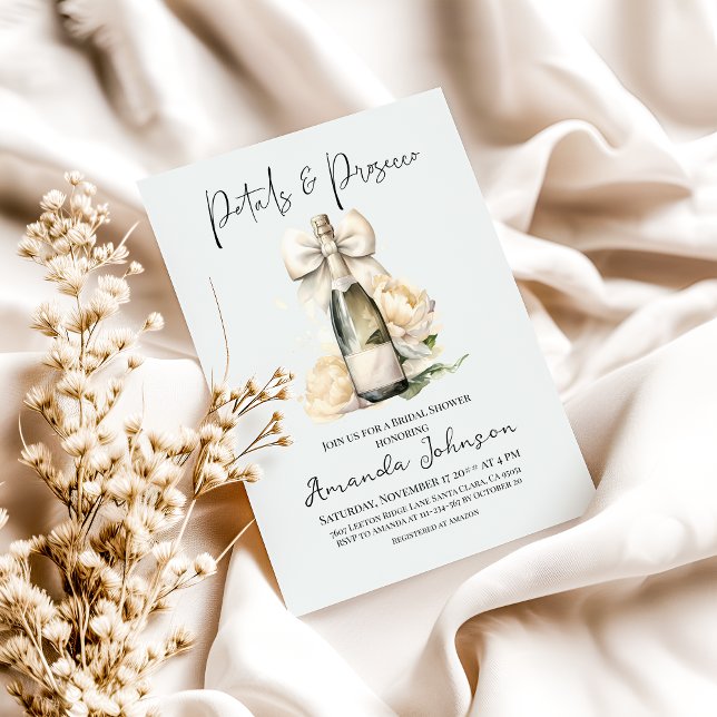Invitación Petales y Prosecco Floral Bow Bridal Shower (Subido por el creador)