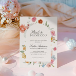 Invitación Petales y Prosecco Flores Primarias Ducha Bridal