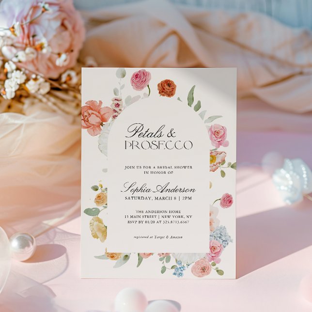Invitación Petales y Prosecco Flores Primarias Ducha Bridal (Subido por el creador)
